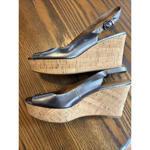 Coach open toe sling back wedges 9B **see Description** - Picture 3 of 10